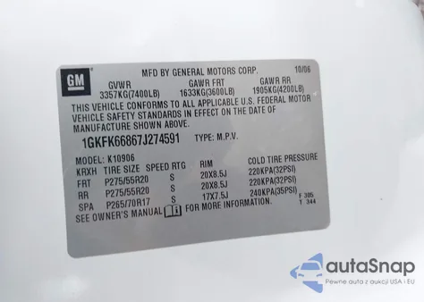 2007 GMC Yukon Xl 1500 Denali from USA, damaged, VIN 1GKFK66867J274591